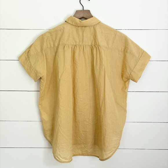 Everlane oversized 100% cotton yellow short sleeve button up blouse sz small - Picture 4 of 4